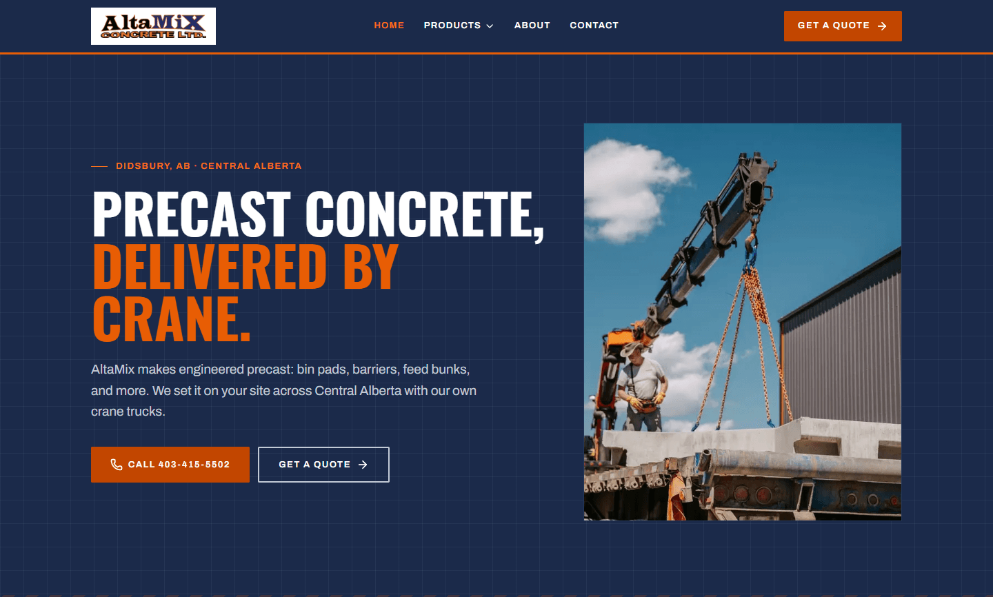 AltaMix, website built by PolarVisuals in central Alberta
