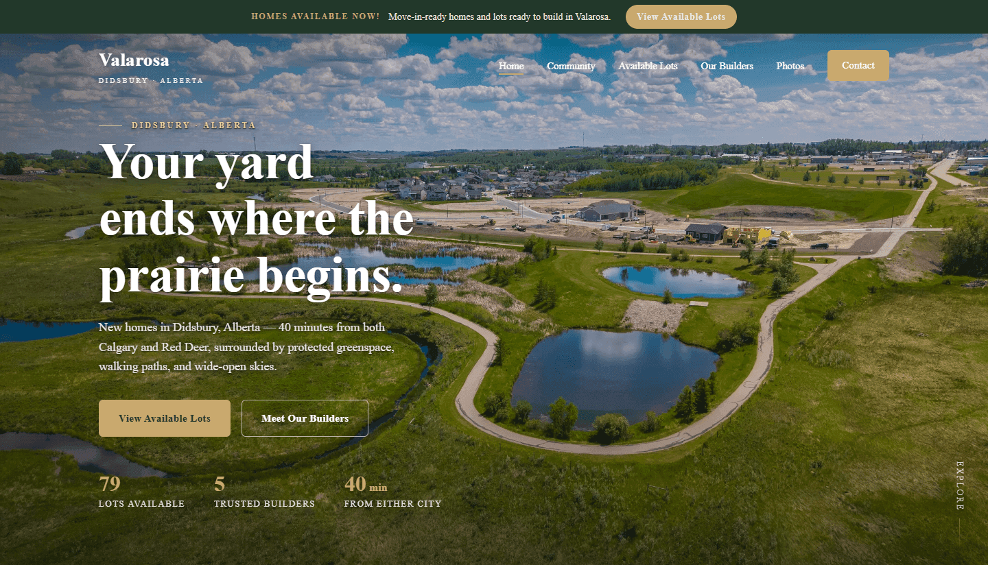 Valarosa, website built by PolarVisuals in central Alberta